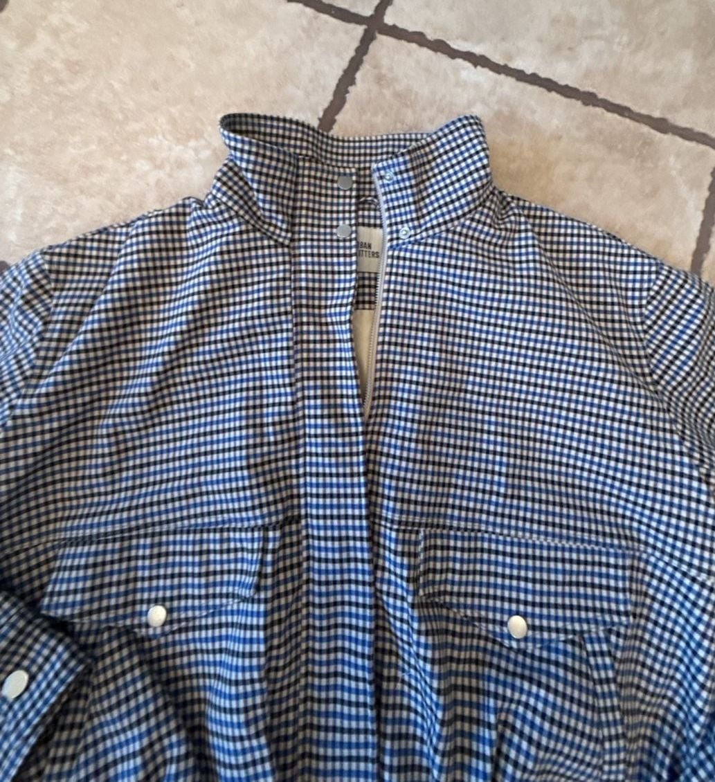 Urban Outfitters Gingham Check Bomber Jacket Size S Blue Black White 5