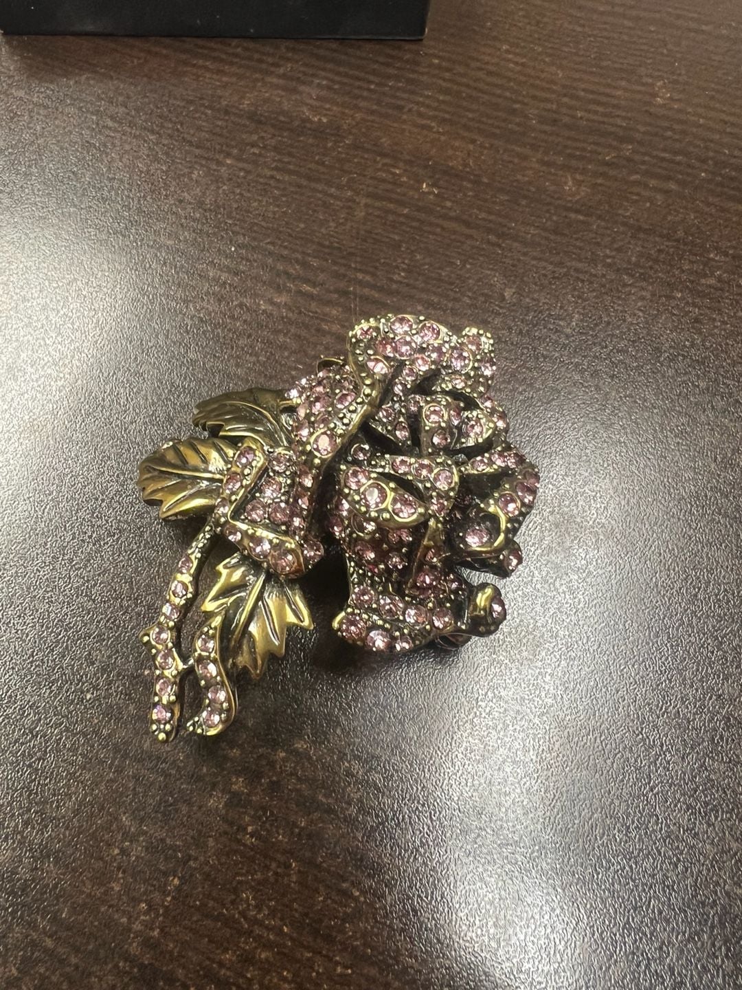 Heidi Daus Vintage Pink Rose Elegance Swarovski Crystal Brooch Pin 1