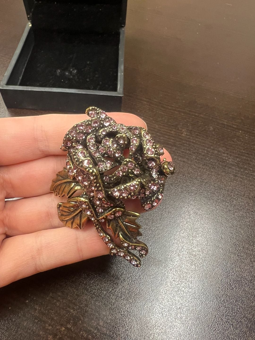 Heidi Daus Vintage Pink Rose Elegance Swarovski Crystal Brooch Pin 2