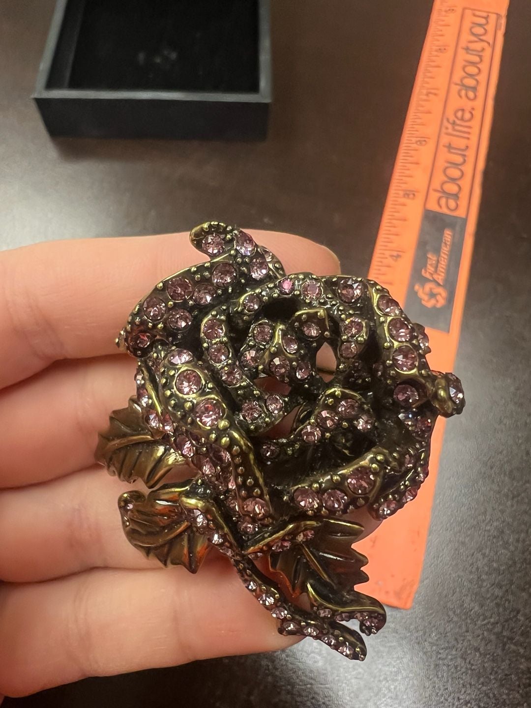 Heidi Daus Vintage Pink Rose Elegance Swarovski Crystal Brooch Pin 6