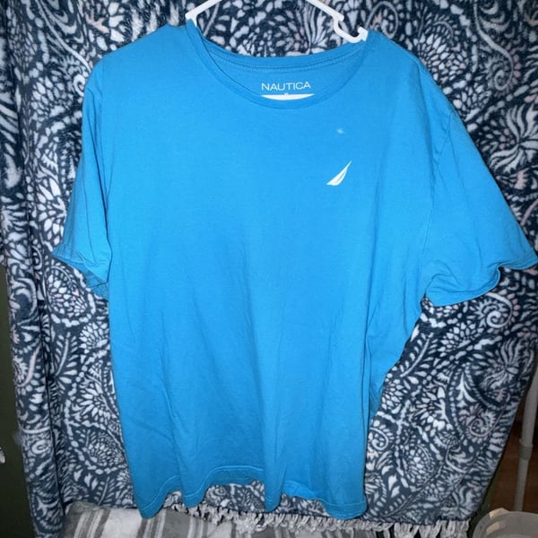 Nautica Blue Short Sleeve Crew Neck T-Shirt Size XL Fish Responsibly Graphic