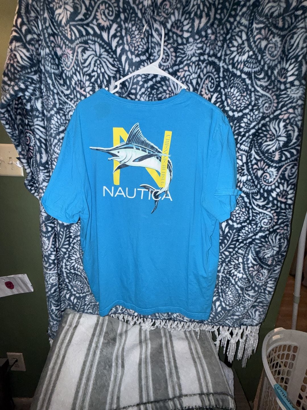 Nautica Blue Short Sleeve Crew Neck T-Shirt Size XL Fish Responsibly Graphic 6