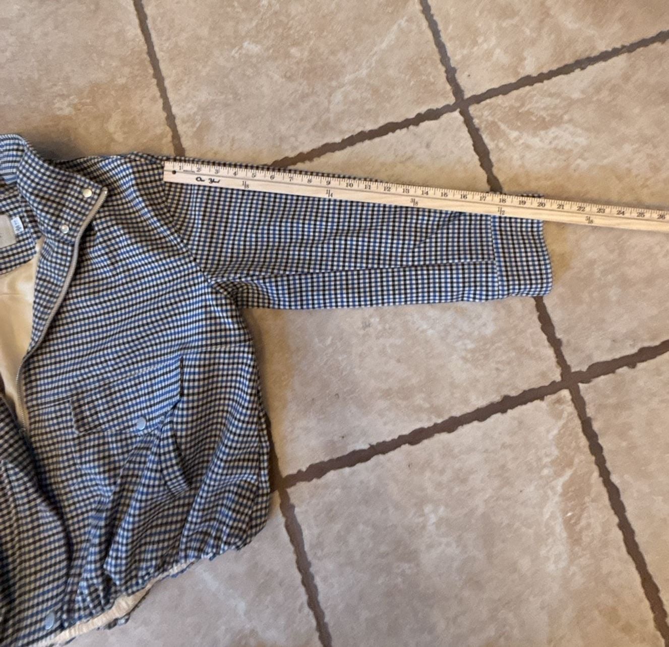 Urban Outfitters Gingham Check Bomber Jacket Size S Blue Black White 8