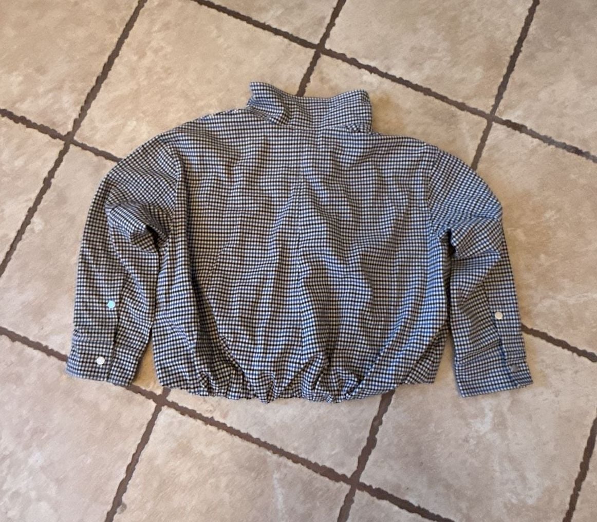 Urban Outfitters Gingham Check Bomber Jacket Size S Blue Black White 9