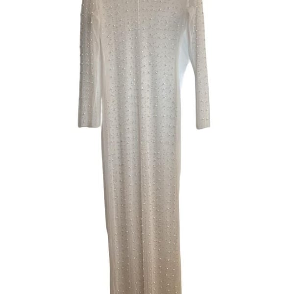Sheer Pearl Maxi Dress Ivory