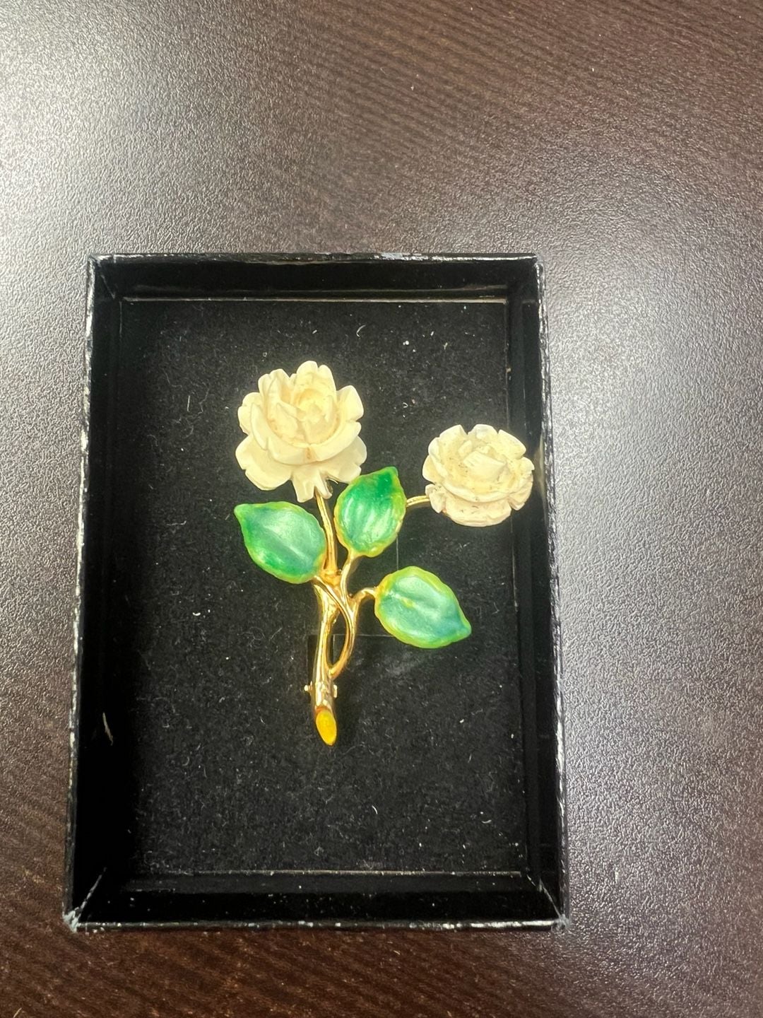Joan Rivers Roses enamel gold tone pin brooch 2