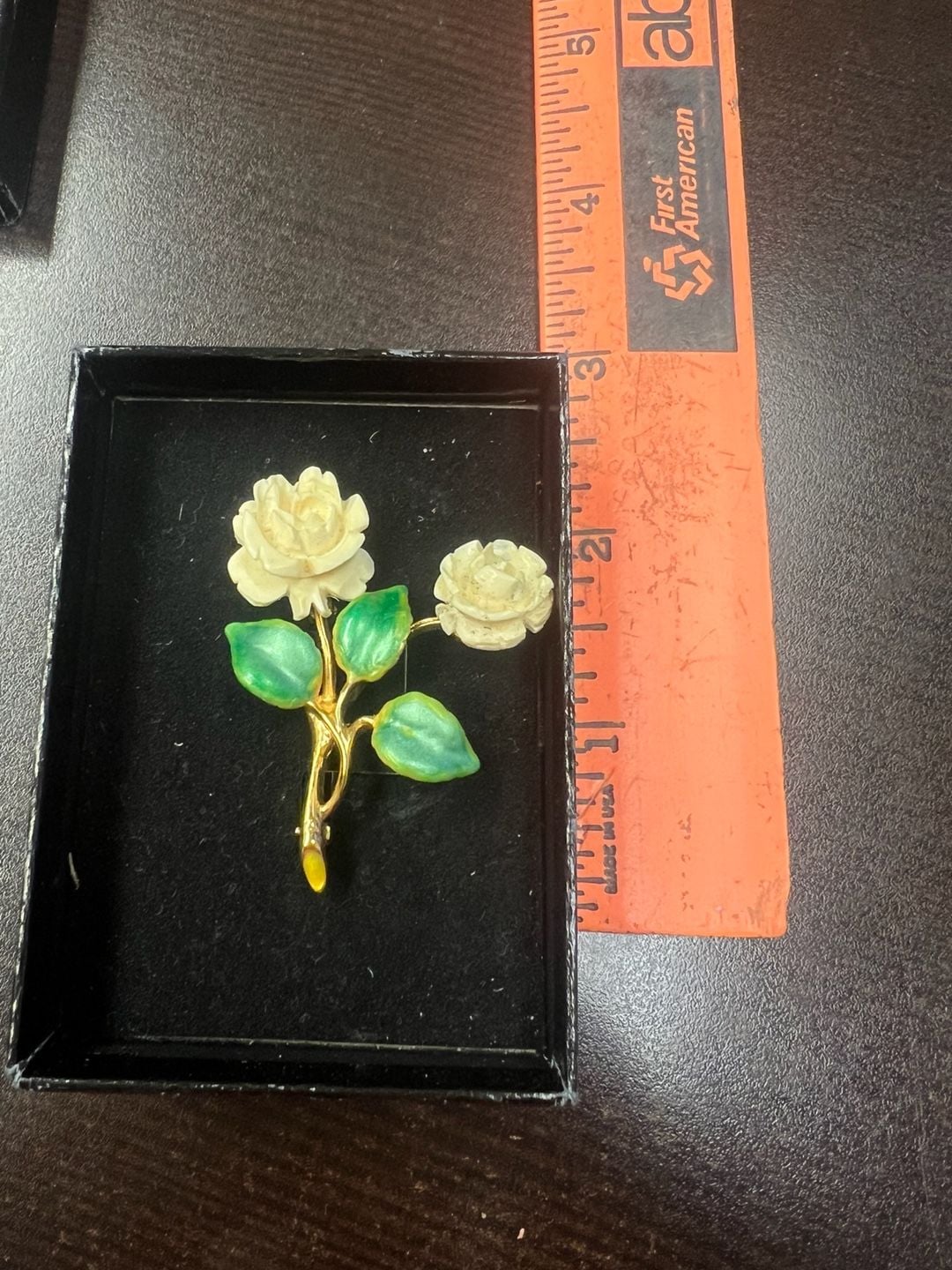 Joan Rivers Roses enamel gold tone pin brooch 4