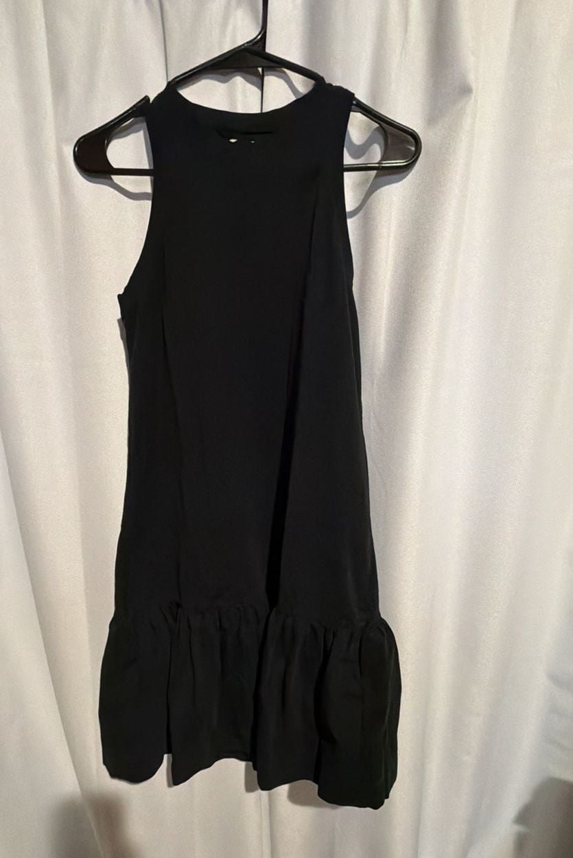 Madewell Brightside Ruffle Tank Mini Dress Size XS Black 2
