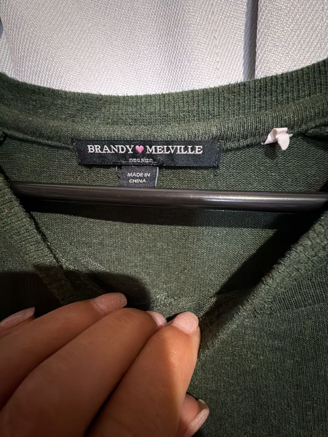 Brandy Melville Long Sleeve Top One Size Green Raglan 3