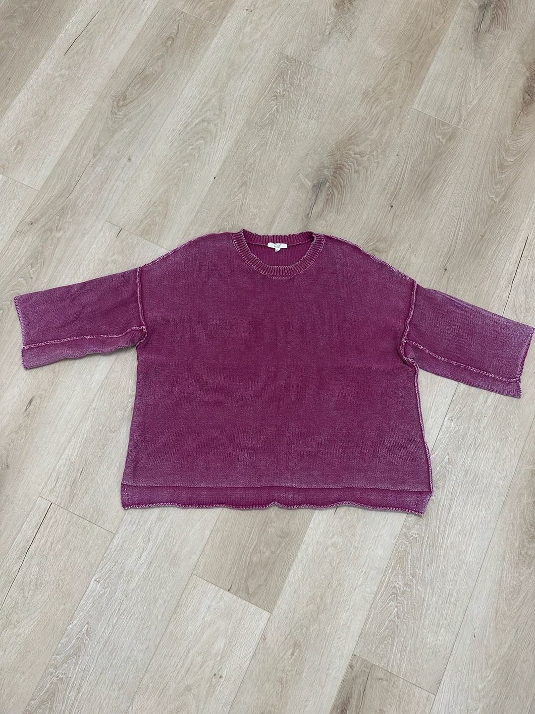 Easel Los Angeles Washed Knit Relaxed Crop Top Pink Size L 2