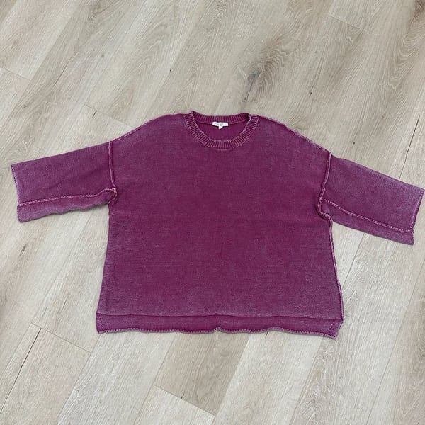 Easel Los Angeles Washed Knit Relaxed Crop Top Pink Size L