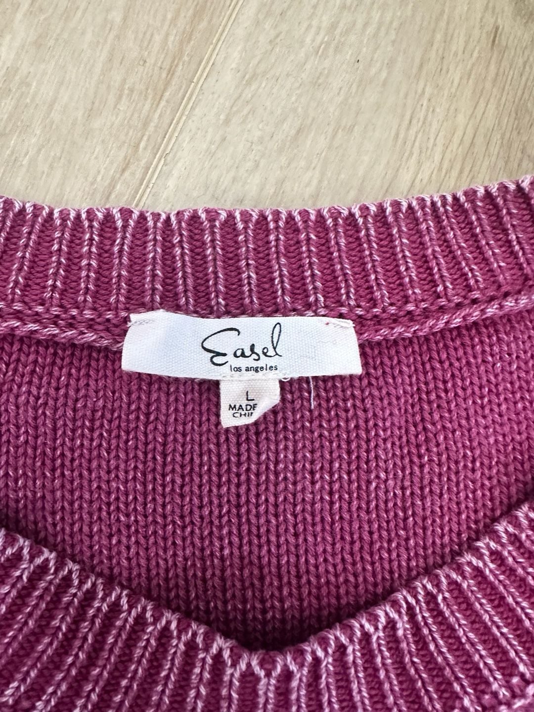 Easel Los Angeles Washed Knit Relaxed Crop Top Pink Size L 3