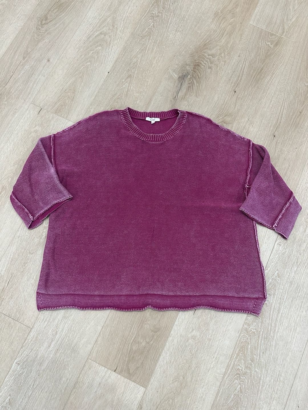 Easel Los Angeles Washed Knit Relaxed Crop Top Pink Size L 4