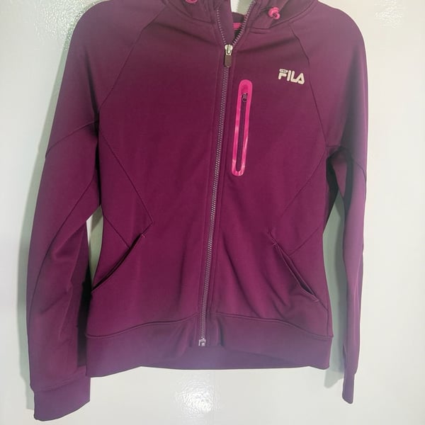 Fila Sport Jacket Purple Full Zip Hoodie Casual Active Wear Women's