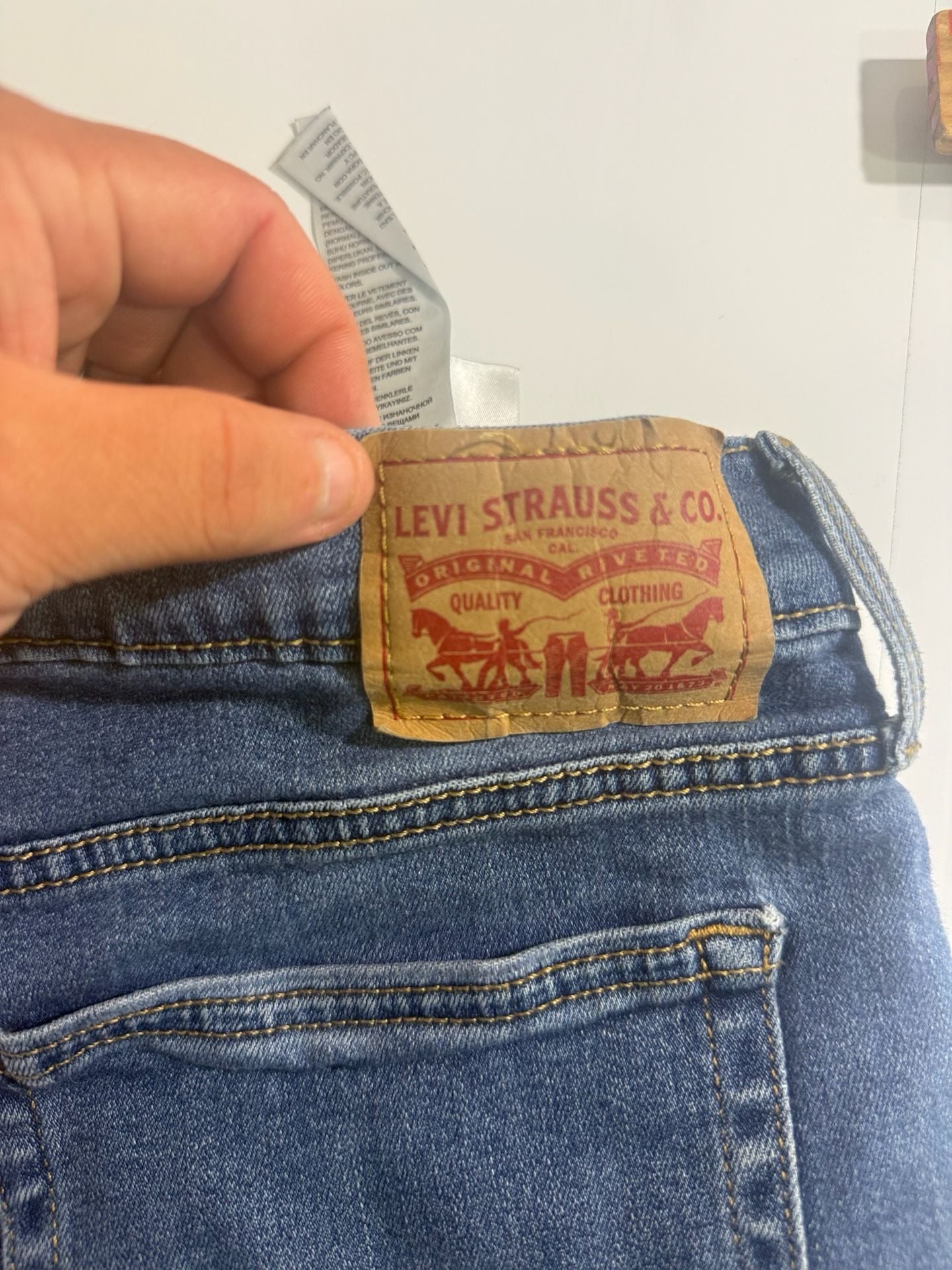 Levi's High Rise Shorts Size 33 Blue Distressed Denim Cutoff 9