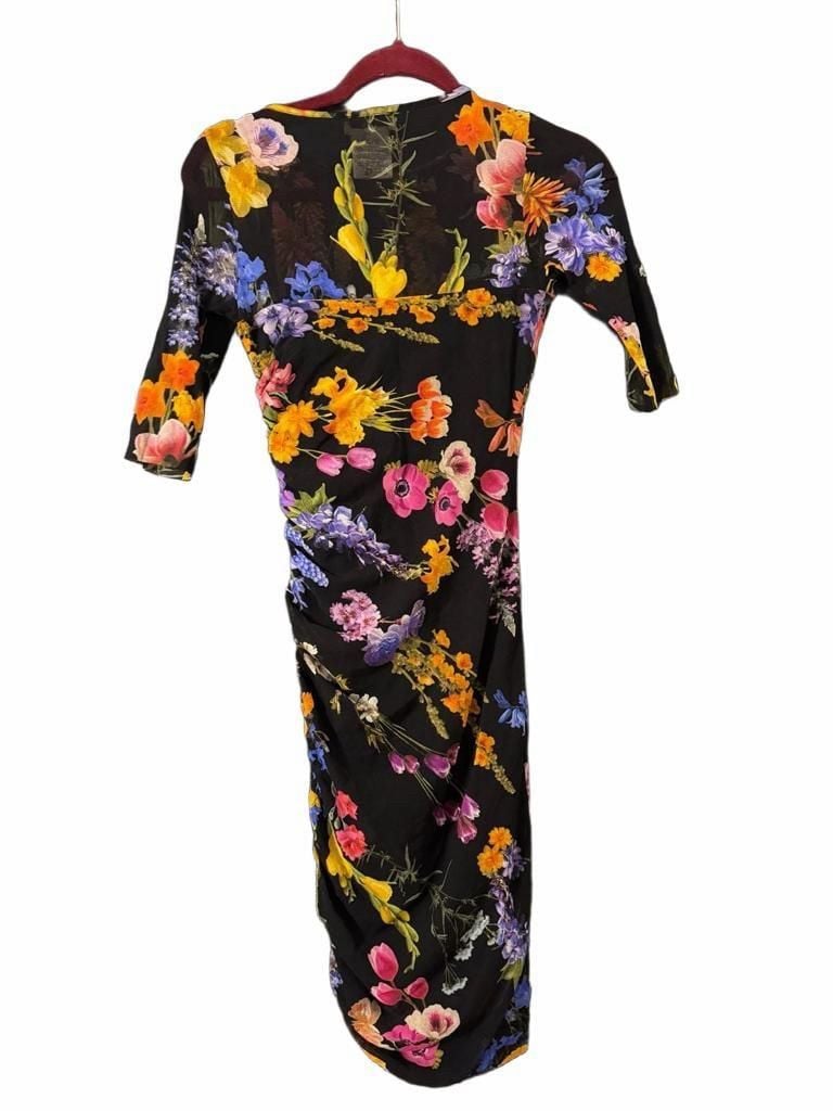 Fuzzi Ruched Floral-Print Bodycon Tulle Dress Size S Black
Italian made 5