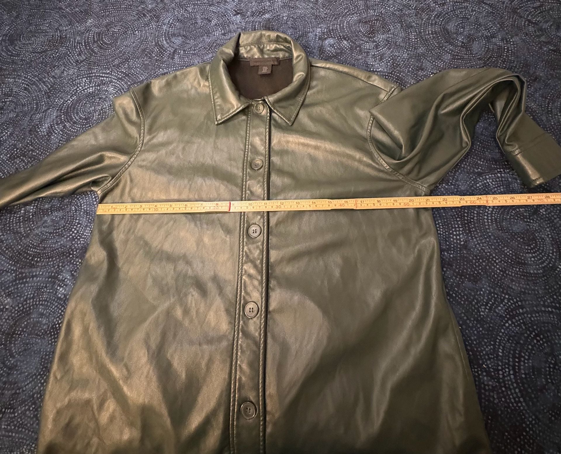 Maison Cinqcent Green Faux Leather Shirt Size M 9