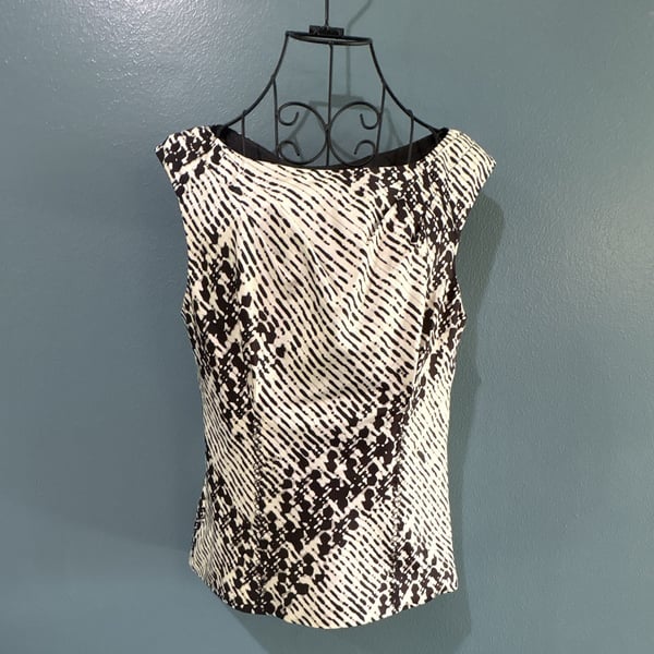 The Limited Snakeskin Print Sleeveless Top Size S Black White Cowl Neck Zip