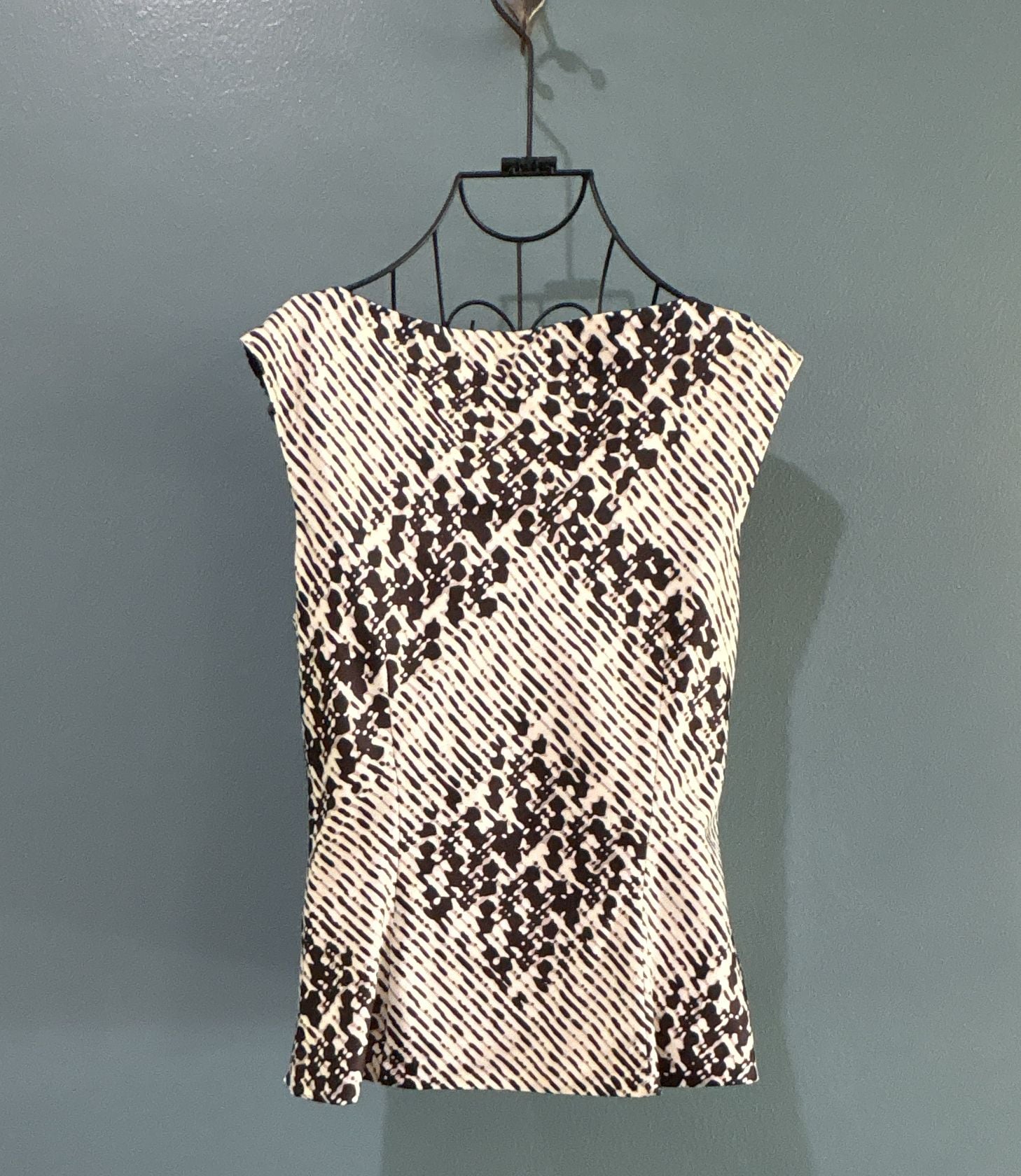 The Limited Snakeskin Print Sleeveless Top Size S Black White Cowl Neck Zip 3
