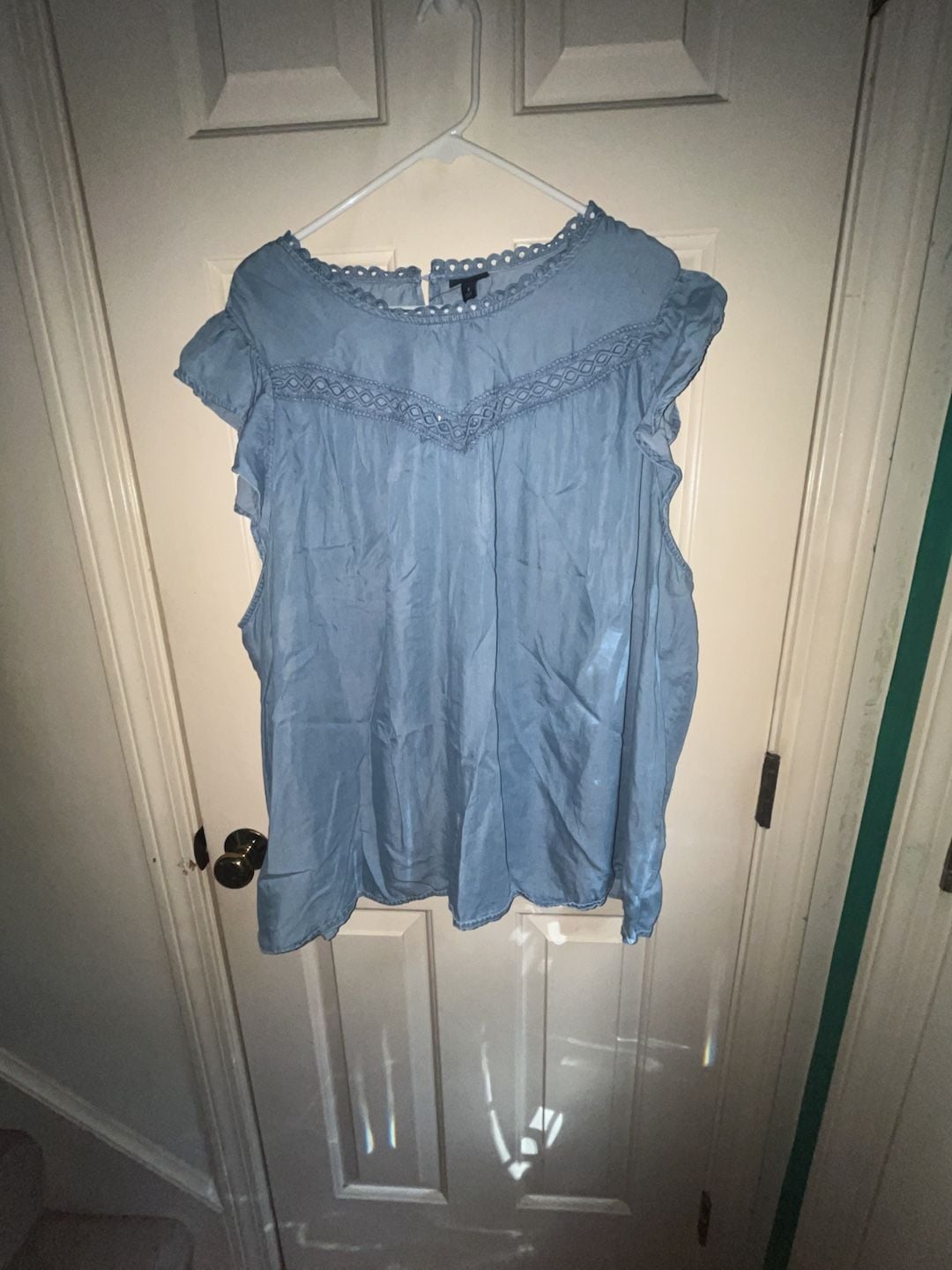 Torrid Blue Ruffle Sleeve Pleated Top Size 4 2