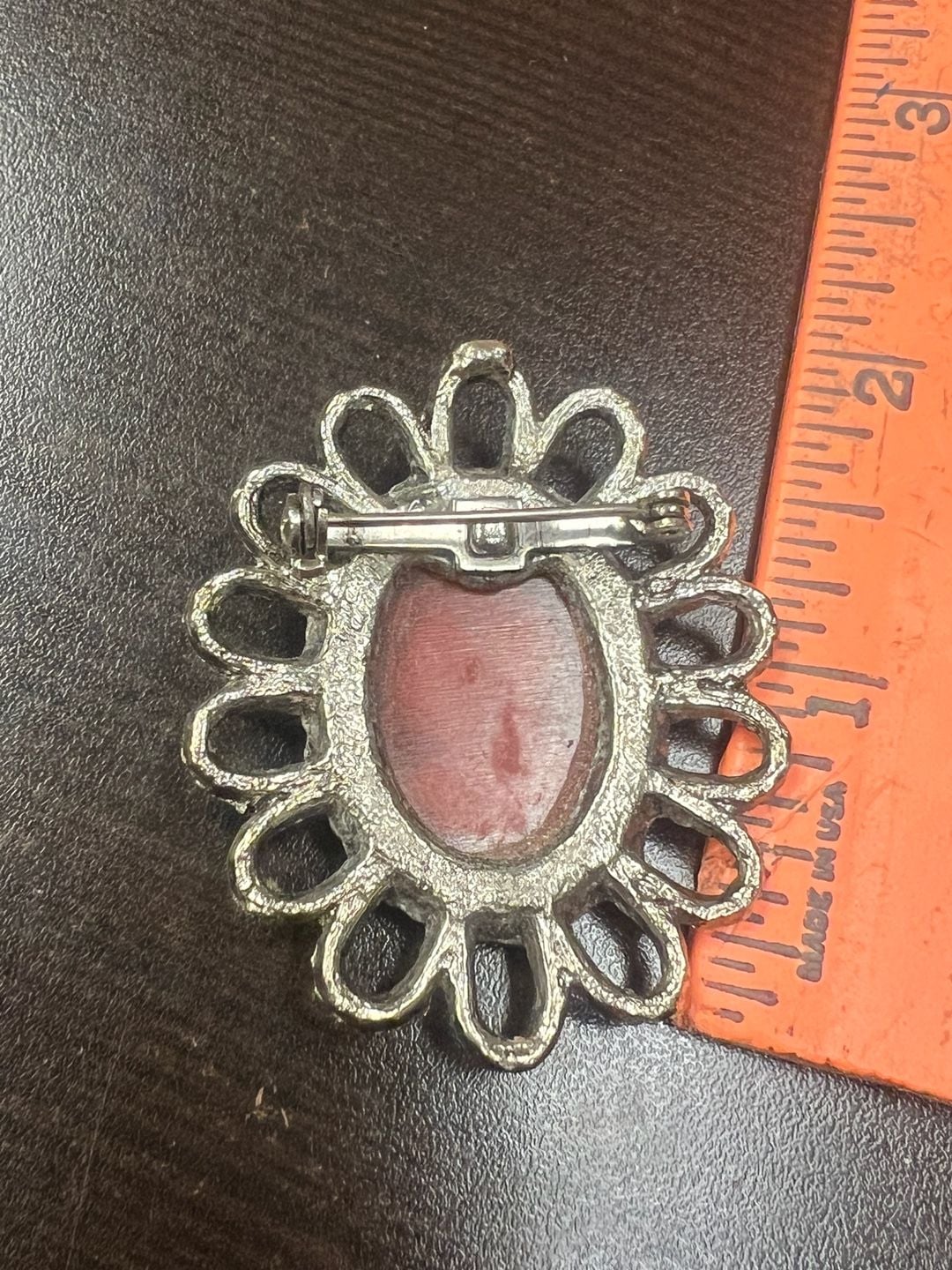 Vintage Cameo Brooch Lady Portrait Pin Silver Tone Oval 4