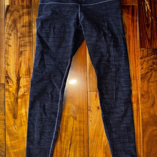 Lululemon Wunder Under Leggings Size 6 Purple Denim Slub Textured