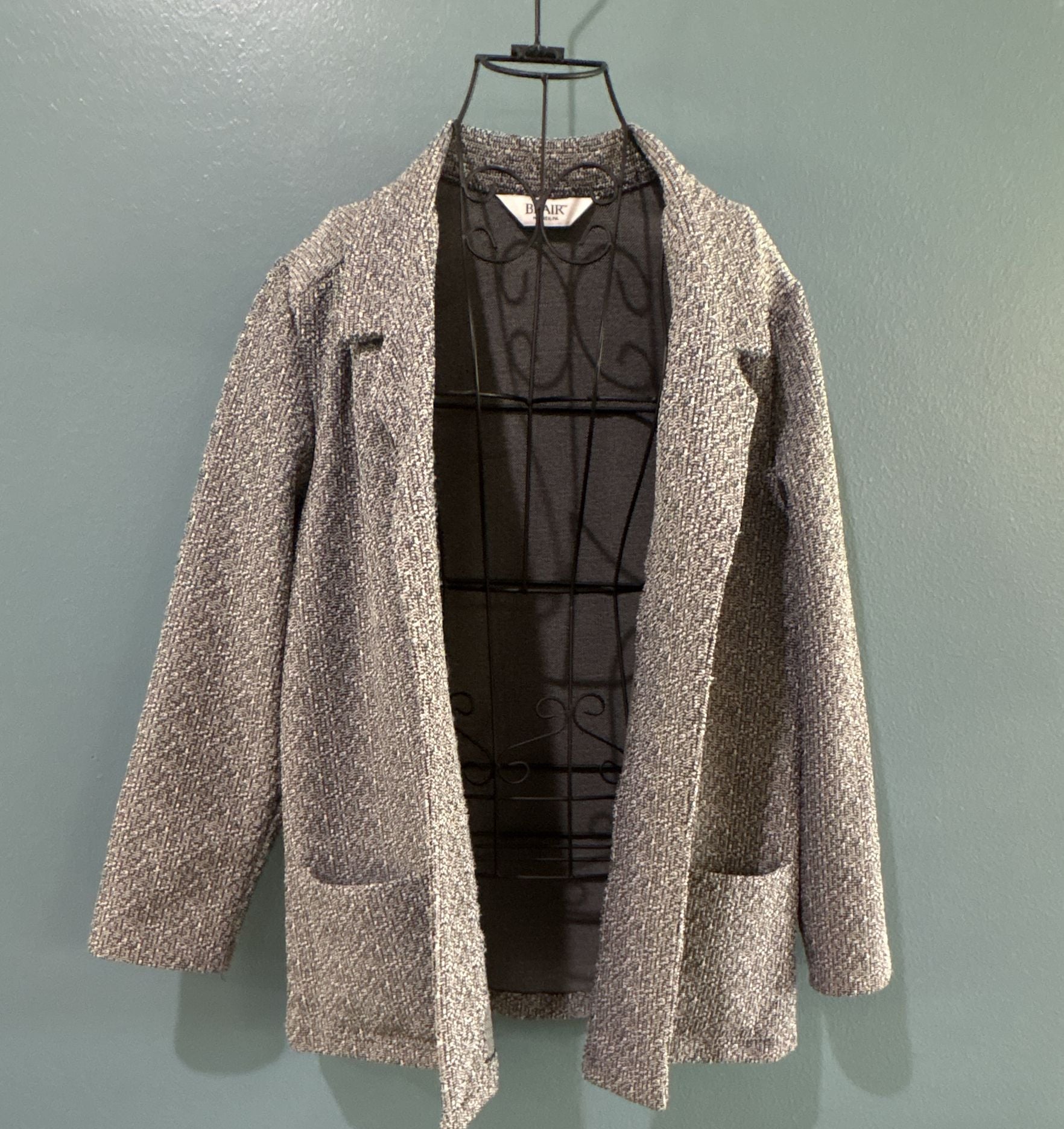 Blair Textured Blazer Size 10 Gray Open Front Jacket 2
