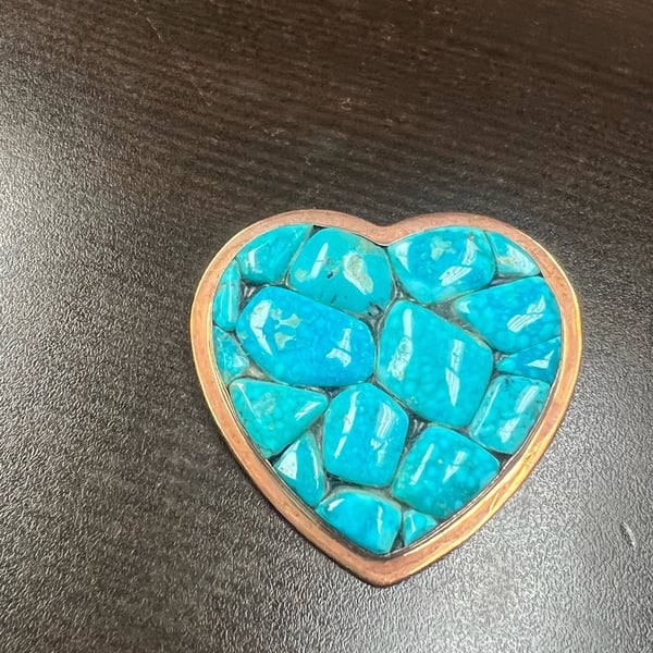 Jay King Kingman Turquoise Heart Pendant Copper Choker Necklace