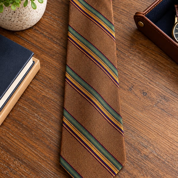 Jos. A. Bank Brown Multi-Color Stripe Silk Necktie 