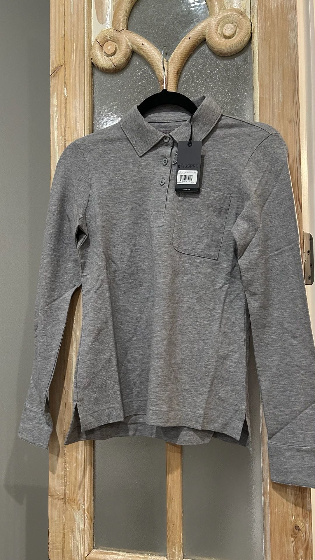 FIGS Technical Pique LS Scrub Polo Size XXS Grey 2