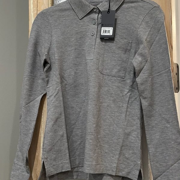 FIGS Technical Pique LS Scrub Polo Size XXS Grey