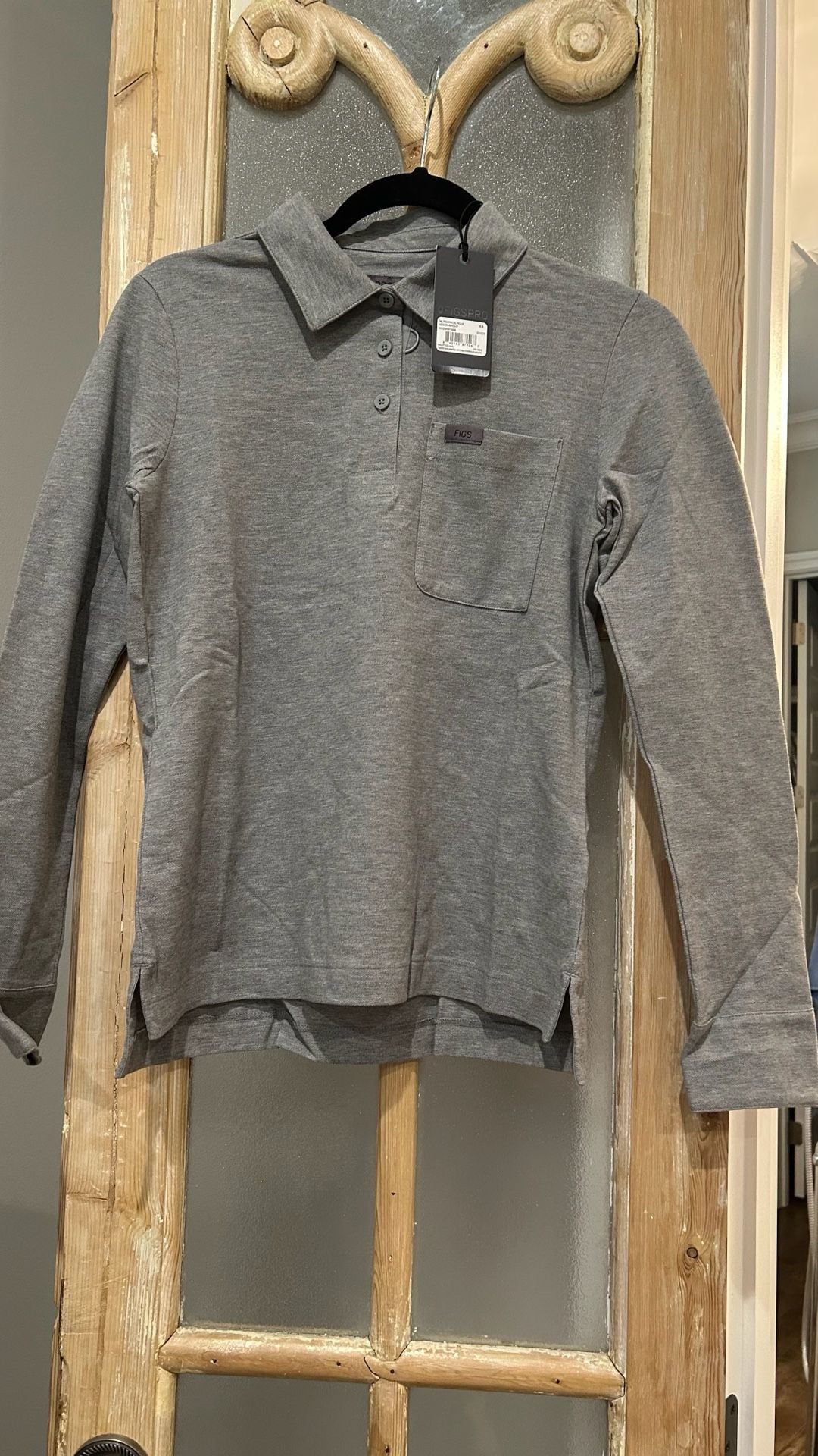 FIGS Long Sleeve Polo Shirt Gray Size XS New with Tags 2