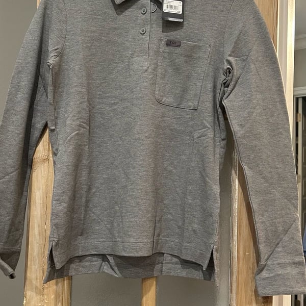 FIGS Long Sleeve Polo Shirt Gray Size XS New with Tags