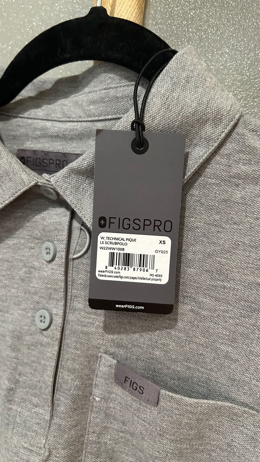 FIGS Long Sleeve Polo Shirt Gray Size XS New with Tags 3