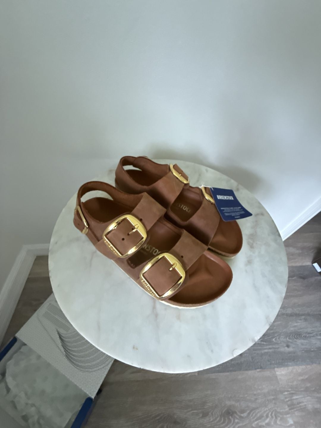 Birkenstock Arizona Size 37 Brown Suede Gold Buckle Sandals 2