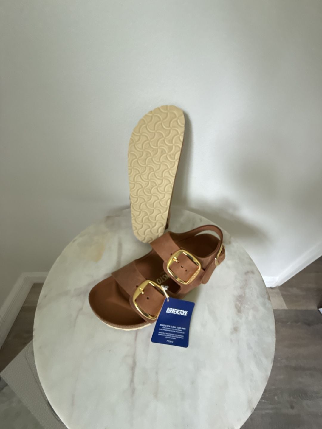 Birkenstock Arizona Size 37 Brown Suede Gold Buckle Sandals 4