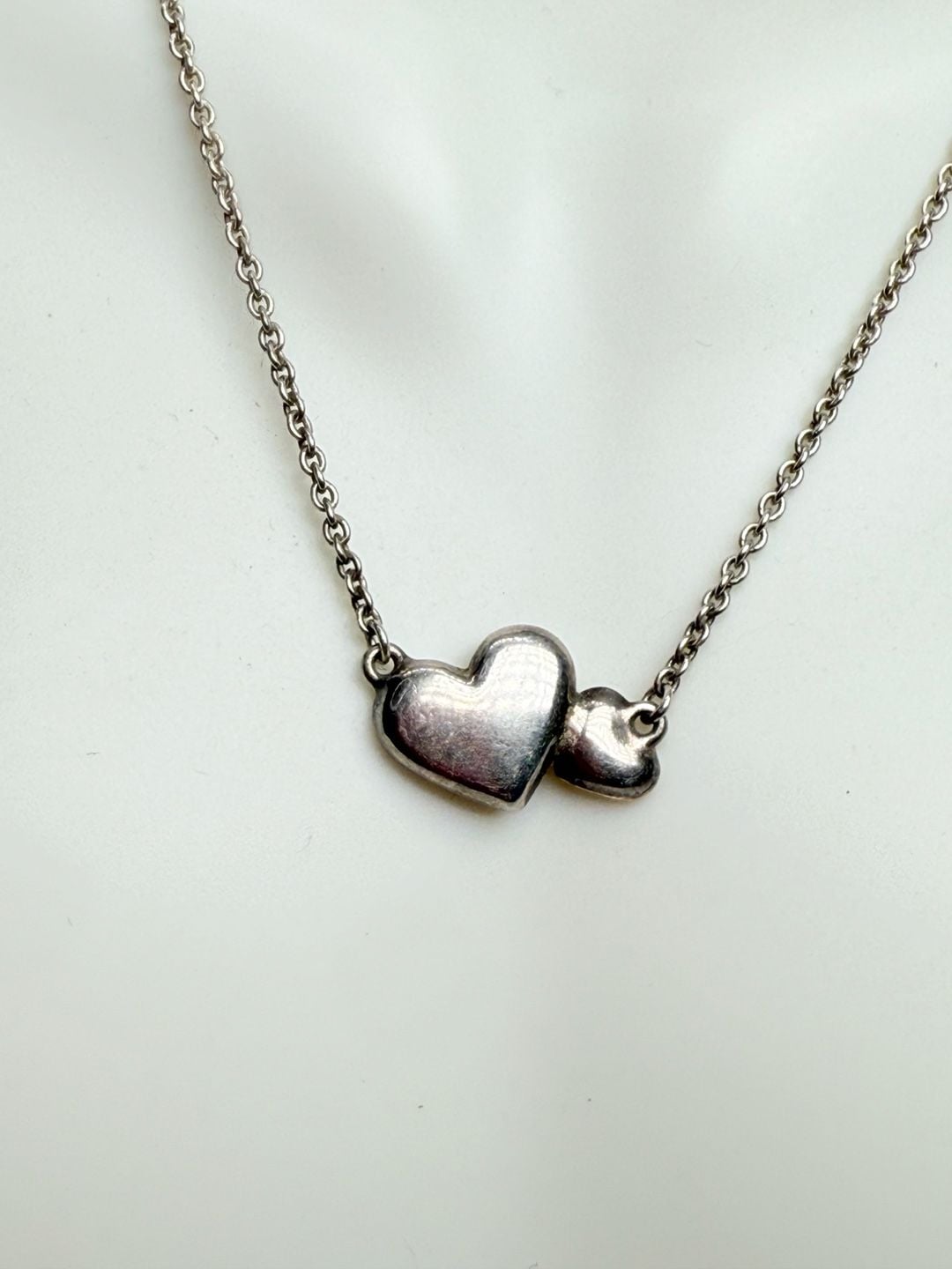 Pandora S 925 ALE Double Heart Mother of Pearl Sterling Silver Necklace 5