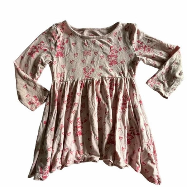 Disney Minnie Mouse Dress Size 5T Pink Hearts