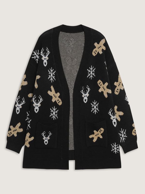 BloomChic Plus Size 4x 26 Gingerbread Holiday Jacquard Pockets Cardigan Sweater 9