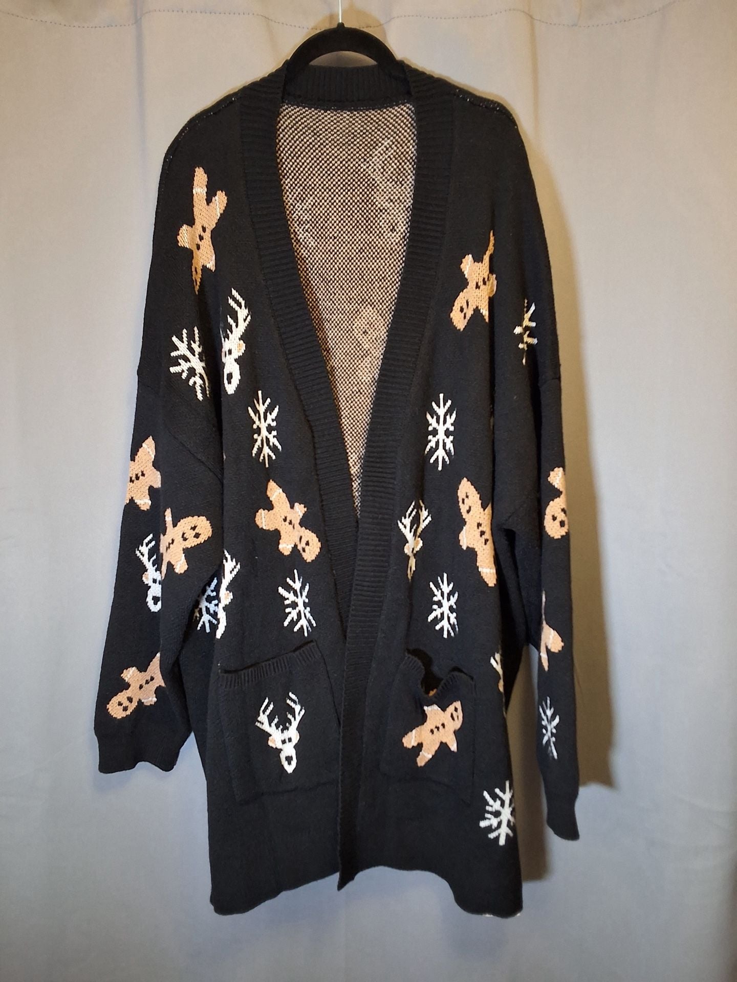 BloomChic Plus Size 4x 26 Gingerbread Holiday Jacquard Pockets Cardigan Sweater 12