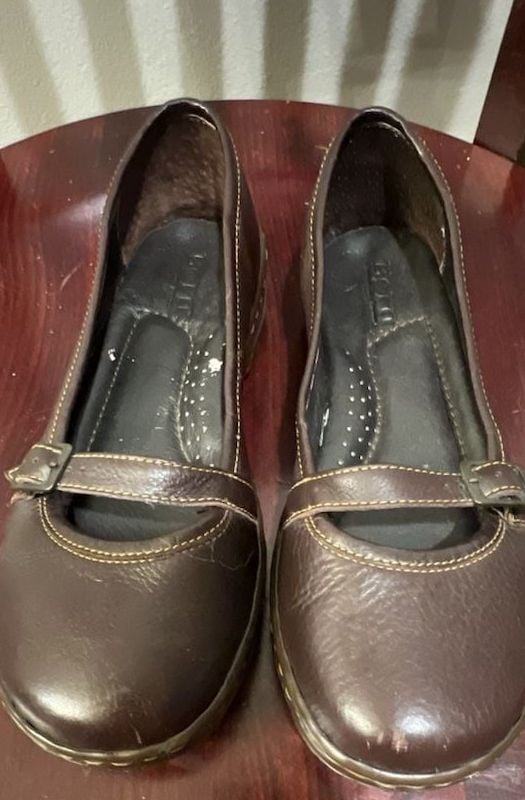 Born Brown Leather Mary Jane Flat Shoes 2