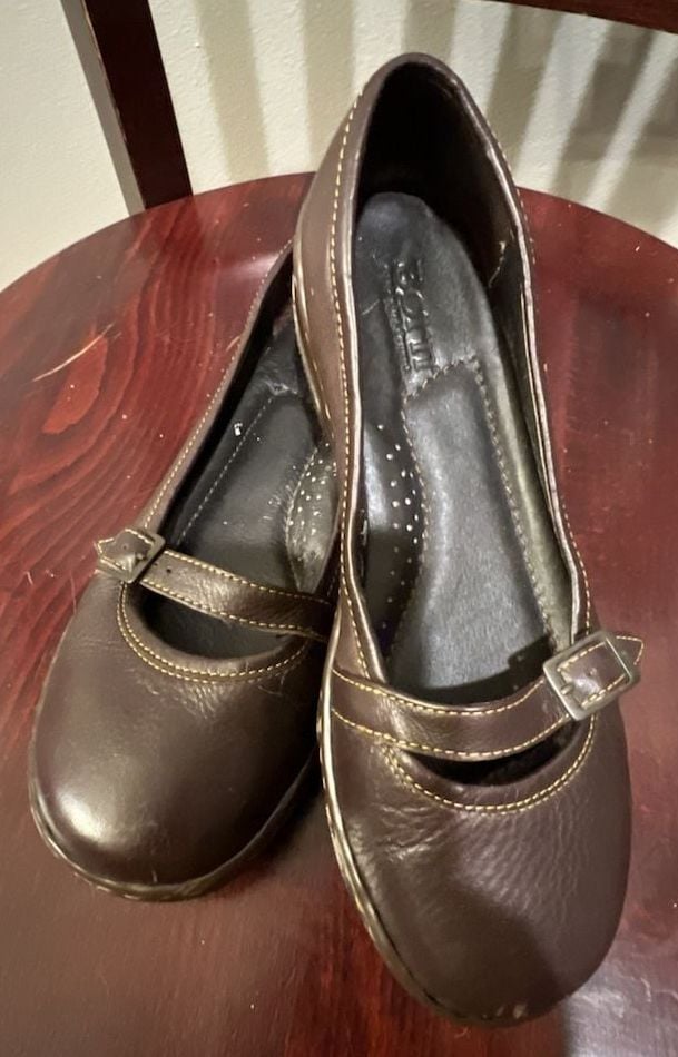 Born Brown Leather Mary Jane Flat Shoes 3