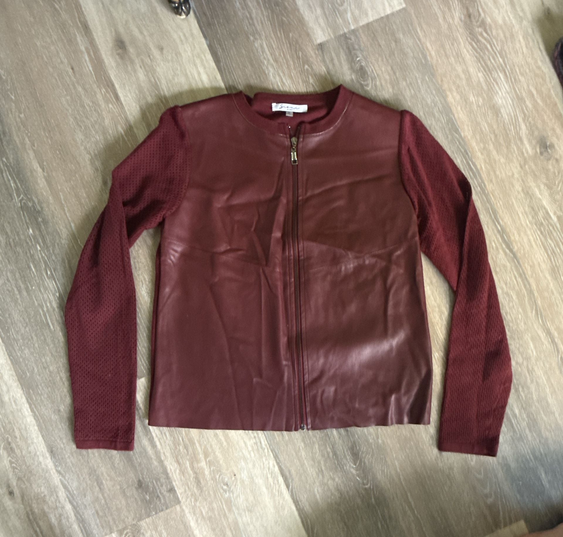 Sioni Milano Red Faux Leather Mesh Jacket Size M 2