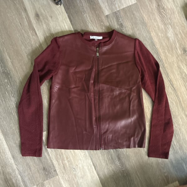 Sioni Milano Red Faux Leather Mesh Jacket Size M
