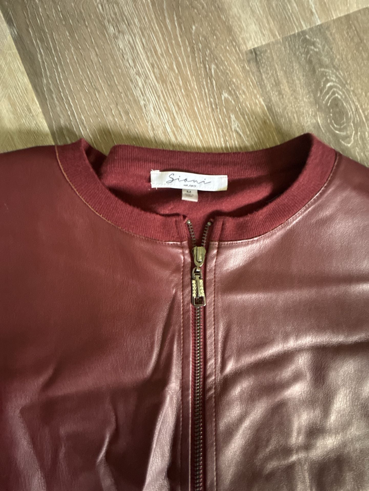 Sioni Milano Red Faux Leather Mesh Jacket Size M 3