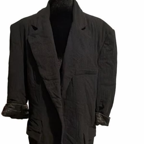 Zara Blazer Size L Black Oversized Long Jacket