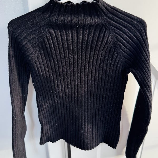 Mayoral Black Ribbed Mock Neck Sweater Youth Size 8