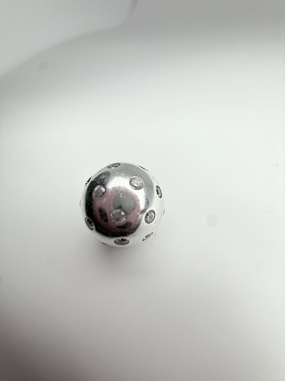 Pandora Silver Pave Sparkling Ball Charm Bead S925 ALE 3