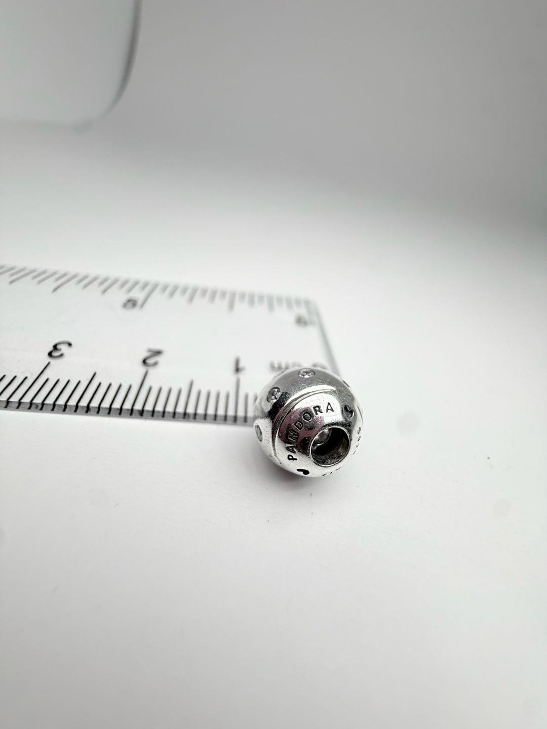 Pandora Silver Pave Sparkling Ball Charm Bead S925 ALE 7
