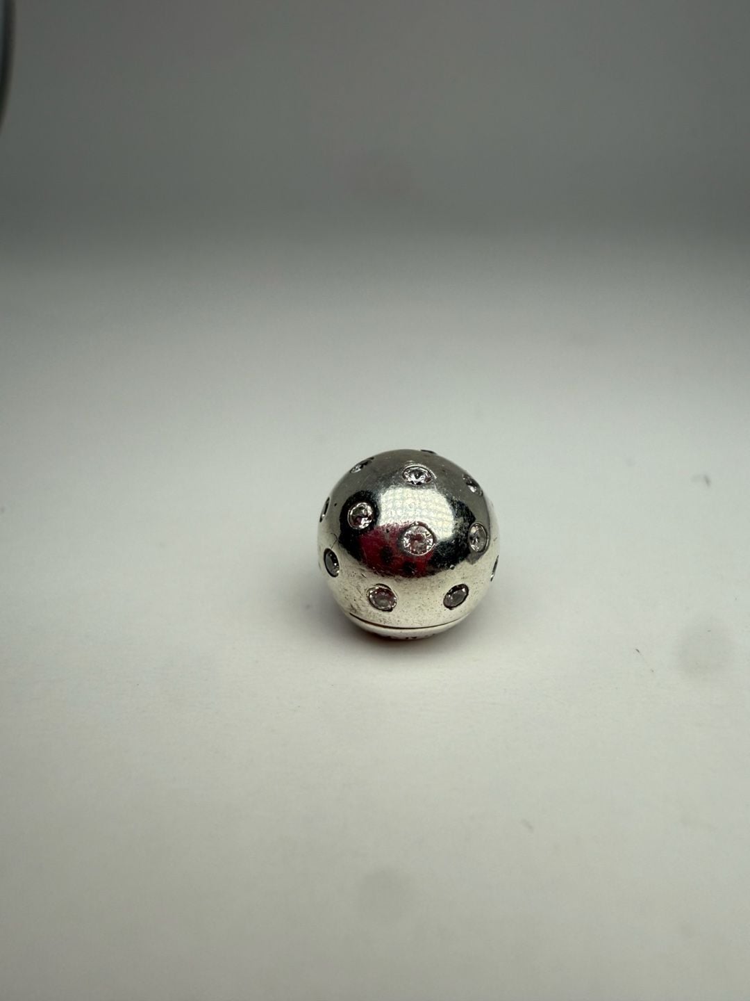 Pandora Silver Pave Sparkling Ball Charm Bead S925 ALE 8